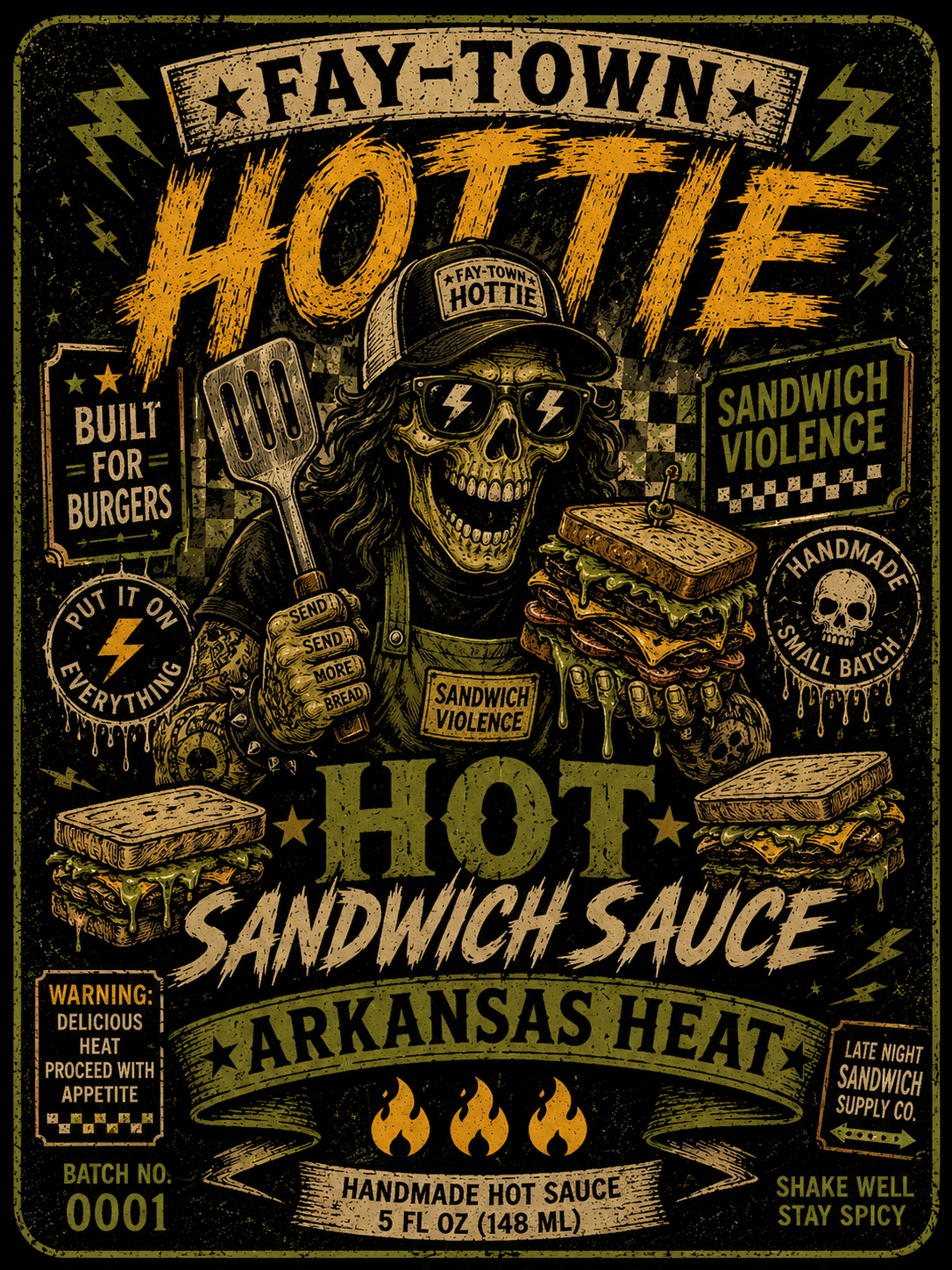 Hot Sandwich Sauce label